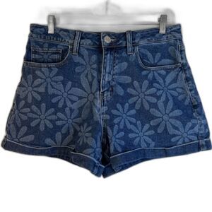 SO Goods For Life Floral Boho High Rise Mom Denim Blue Jean Shorts Size 11/30